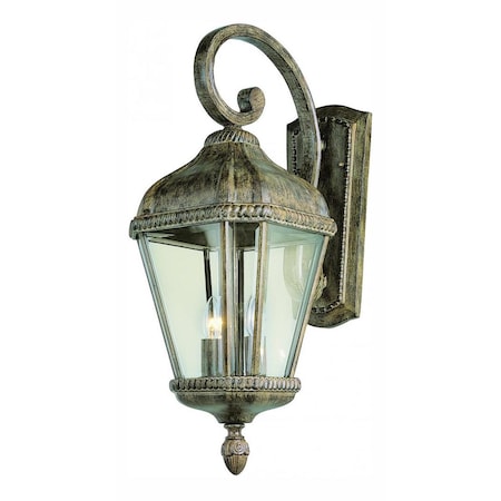 Two Light Burnished Rust Clear Seeded Glass Wall Lantern